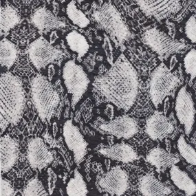 1 3/4 YD PC-Black/Silver/White Snakeskin Lawn Fabric