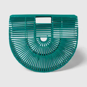 Bamboo Tote - Handcrafted Basket Bag for Women. Forest Green. Two Sizes