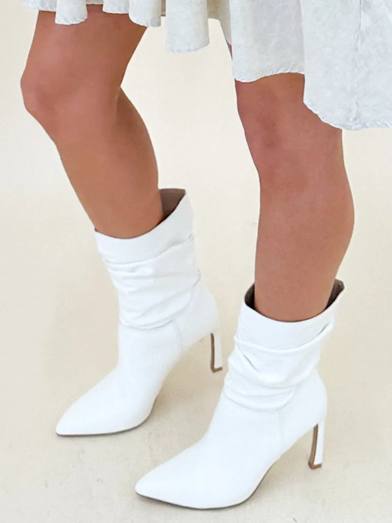 Blake Leather Slouch Bootie | White | FINAL SALE