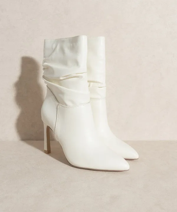 Blake Leather Slouch Bootie | White | FINAL SALE