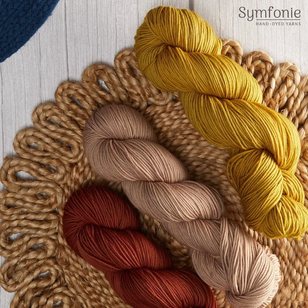 Flora Symfonie Yarns KnitPro - 5 Yarn Bundle Pack (5 x 100g) - OR1004 Sand Semisolid Color - 100% Naturally Dyed Merino DK