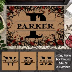 Halloween Initial Personalized Doormat - Initial, Name, Border can be customized