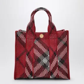 MINI KNITTED TOTE BAG WITH CHECK PATTERN