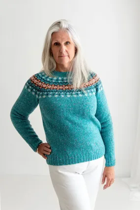 Womens Croft II Yoke Fair Isle Jumper - aqua